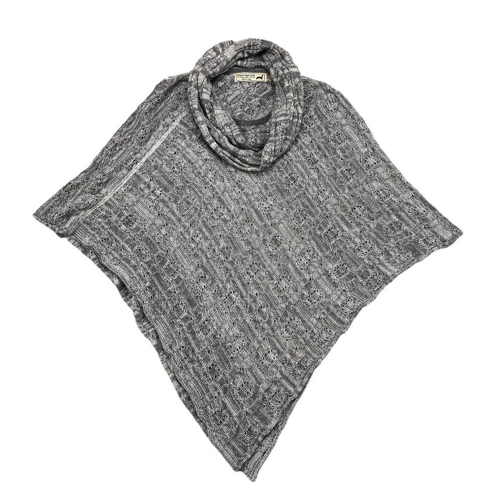 Peruvian Link Alpaca Collection 50%‎ Alpaca Grey Poncho Sweater w/ Scarf Sz OS